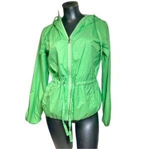 Columbia Women's Bright Green Windbreaker Jacket Hooded Lightweight Zip Up